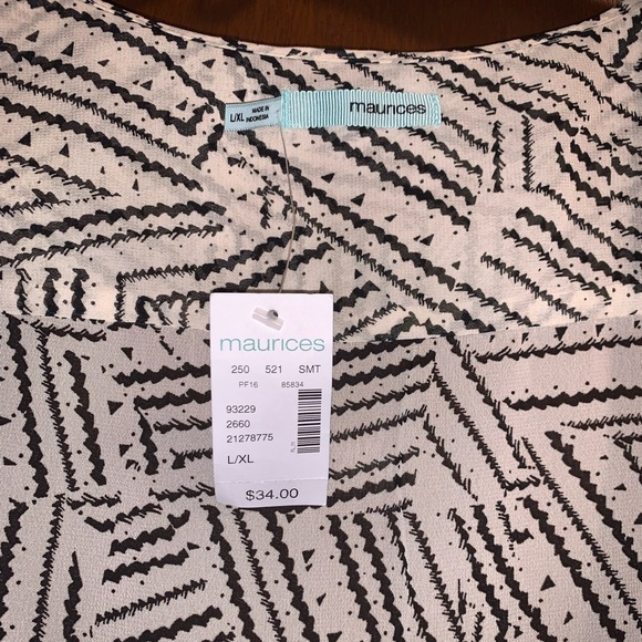 Maurices Sheer Geometric Sleeveless Duster Vest Swim Cover Shrug Lace Trim L/XL - Picture 5 of 6